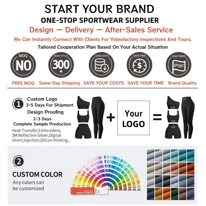 Custom Logo Fitness Sports Yoga Jacket High Waist Leggings 2 Pcs Activewear Set Gym Workout Long Sleeve Yoga Sets for Women