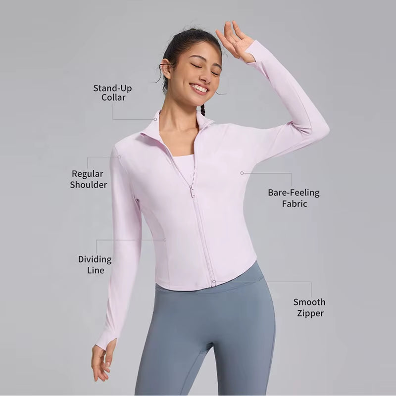 Custom Logo Fitness Sports Yoga Jacket High Waist Leggings 2 Pcs Activewear Set Gym Workout Long Sleeve Yoga Sets for Women